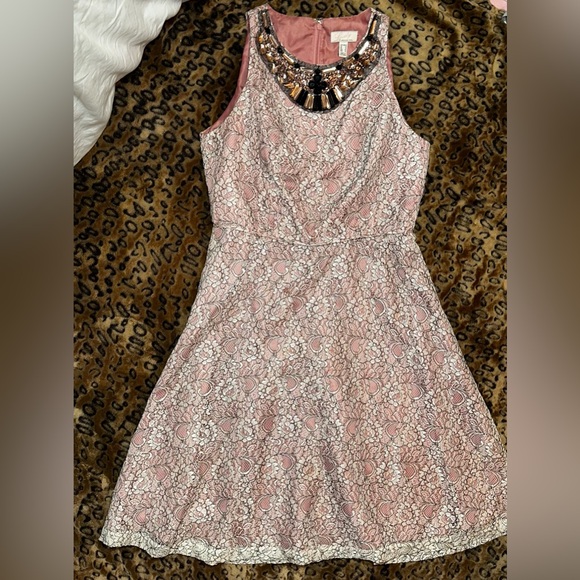 Lovely by Adrianna Papell Pink Lace Beaded Cocktail Dress Size 12 - Picture 1 of 5